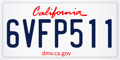 CA license plate 6VFP511