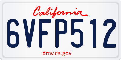 CA license plate 6VFP512