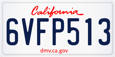 CA license plate 6VFP513