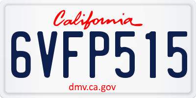 CA license plate 6VFP515