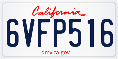 CA license plate 6VFP516