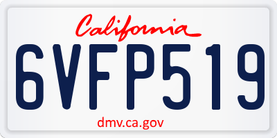 CA license plate 6VFP519