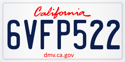CA license plate 6VFP522