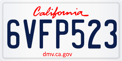 CA license plate 6VFP523