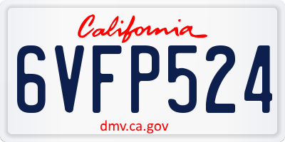 CA license plate 6VFP524