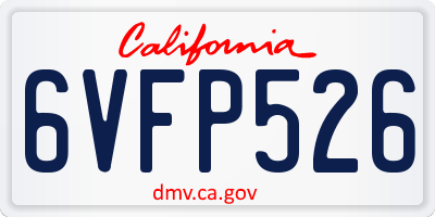 CA license plate 6VFP526
