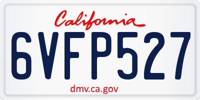 CA license plate 6VFP527