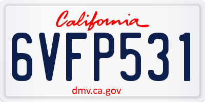 CA license plate 6VFP531