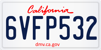 CA license plate 6VFP532