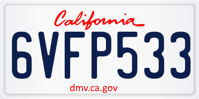 CA license plate 6VFP533