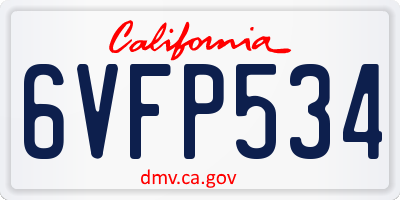 CA license plate 6VFP534