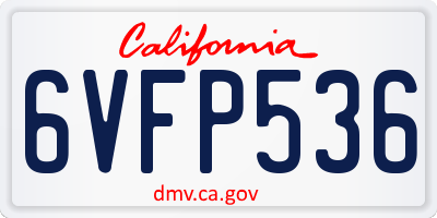 CA license plate 6VFP536