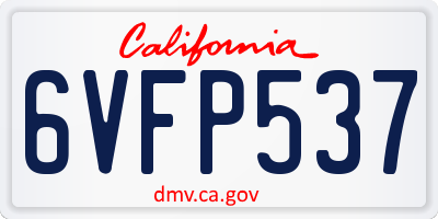 CA license plate 6VFP537