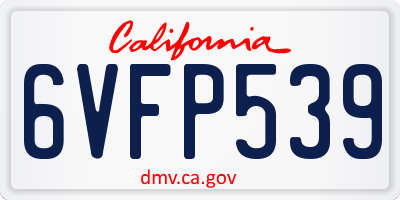 CA license plate 6VFP539