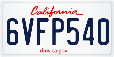 CA license plate 6VFP540
