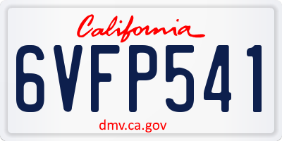 CA license plate 6VFP541