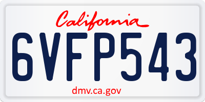 CA license plate 6VFP543