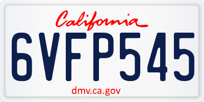 CA license plate 6VFP545