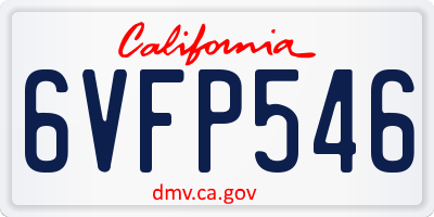 CA license plate 6VFP546