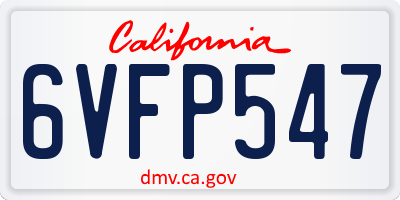 CA license plate 6VFP547