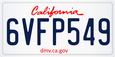 CA license plate 6VFP549