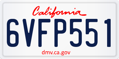 CA license plate 6VFP551