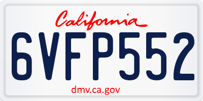 CA license plate 6VFP552