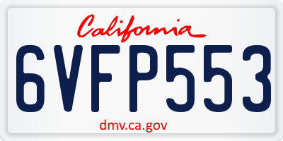 CA license plate 6VFP553