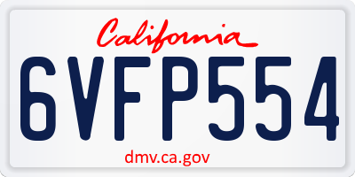 CA license plate 6VFP554