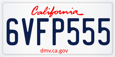 CA license plate 6VFP555