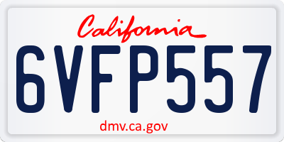 CA license plate 6VFP557