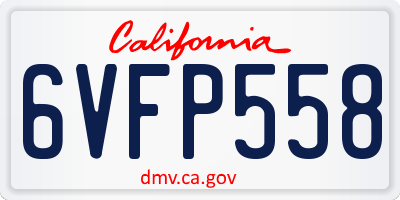 CA license plate 6VFP558