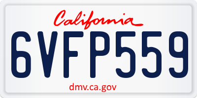 CA license plate 6VFP559