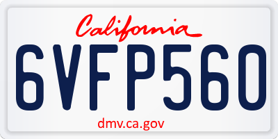 CA license plate 6VFP560
