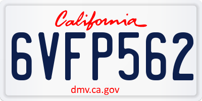 CA license plate 6VFP562