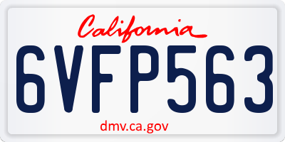 CA license plate 6VFP563