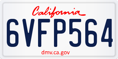 CA license plate 6VFP564