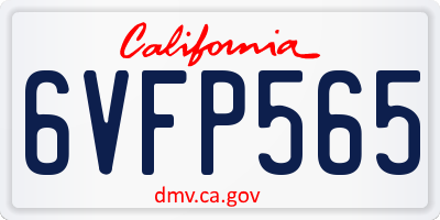 CA license plate 6VFP565