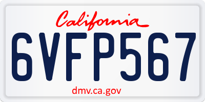 CA license plate 6VFP567