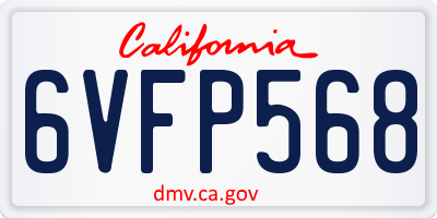 CA license plate 6VFP568