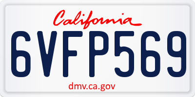 CA license plate 6VFP569