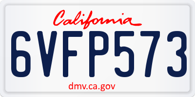 CA license plate 6VFP573