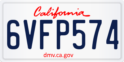CA license plate 6VFP574