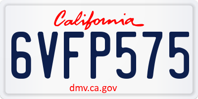 CA license plate 6VFP575