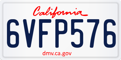 CA license plate 6VFP576