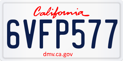 CA license plate 6VFP577