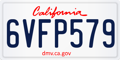 CA license plate 6VFP579