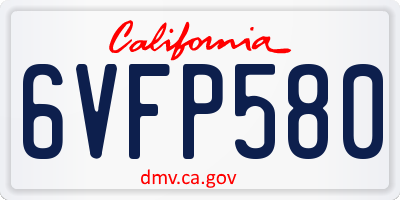 CA license plate 6VFP580