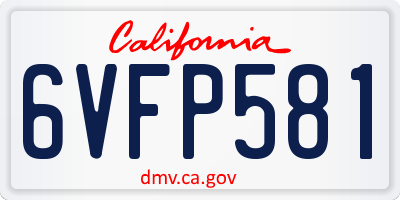 CA license plate 6VFP581