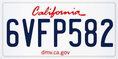 CA license plate 6VFP582
